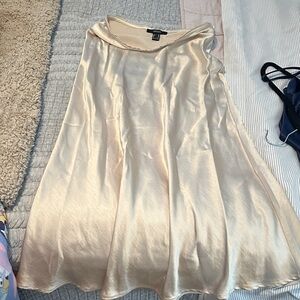 Forever 21 Satin Midi Skirt in Champagne